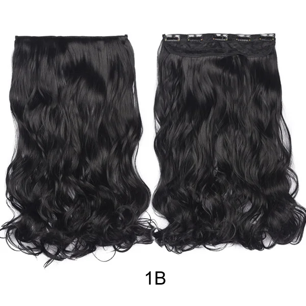 TOMO, 5 клипсов, длинные волосы для наращивания, волнистые, 22 дюйма, 56 см, синтетические, Омбре, черный, коричневый цвет, накладные волосы на клипсах для женщин, 19 цветов - Цвет: 1B