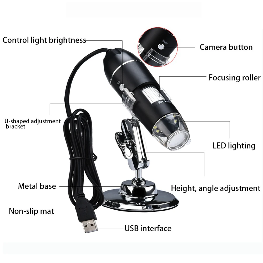 1600X Digital Microscope Camera 3in1 Type-C USB Portable Electronic Microscope For Soldering LED Magnifier For Cell Phone Repair