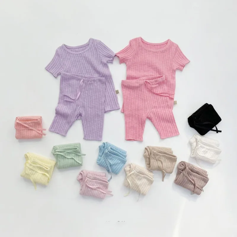 Summer Newborn Baby Boy Clothes Set Soft Cotton T Shirt + Shorts Pants 2pcs Kids Girls Outfits Children Clothing Set