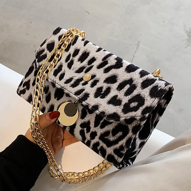 

Zebra Leopard Pattern Small Canvas Crossbody Bags for Women 2020 Chain Designer Shoulder Handbags Winter Branded Women's Bags