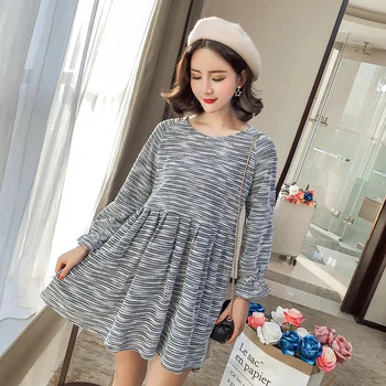 

Pregnant Women Autumn Clothing Dress Autumn New Style Korean-style Plaid Mid-length Pregnant Women