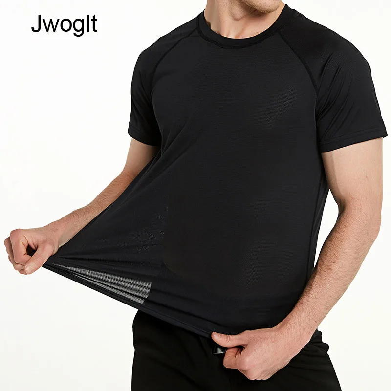 

High Elasticity T Shirt Men's Simple Design Round Neck Quick Drying Breathable T-Shirts Men's Summer Tops Tees 5XL