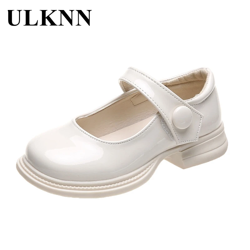 ULKNN Girls leather shoes stage princess shoes performance children's soft bottom non-slip solid color fashion cute