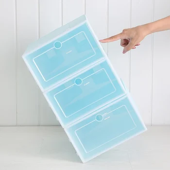 

Stackable Clear Plastic Shoe Boxes Floding DIY Shoe Drawers Storage Container Organizers