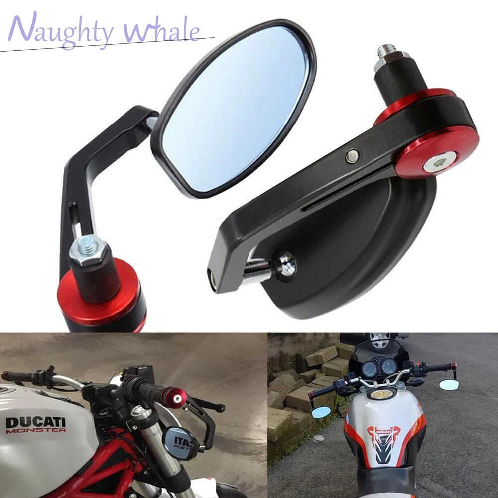 Motorcycle Handlebar Rearview Mirror 7/8" 22mm Rod Bottom Mirror For Bajaj Dominar 400 2017 2018