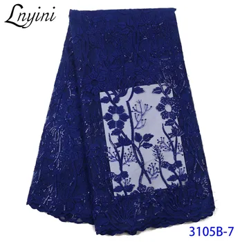 

Latest African Tulle Lace Fabrics with Sequins Embroidery Royal Blue French Mesh Net Lace for Nigerian Sequence Lace L3105B