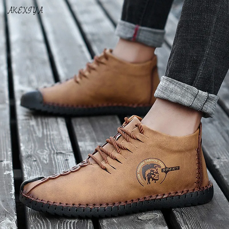 

2019 Autumn and Winter Shoes Men's Warm Boots Men's Quality Leather Waterproof Snow Boots with Comfortable New Large Size Shoes