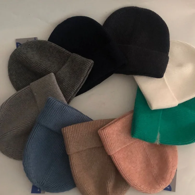 

Casual New Winter Hat Solid Wool Warm Beanies Hat For Children Spring Hip-hop Cap Knitted hat Skullies Beanies Hat For Childdren
