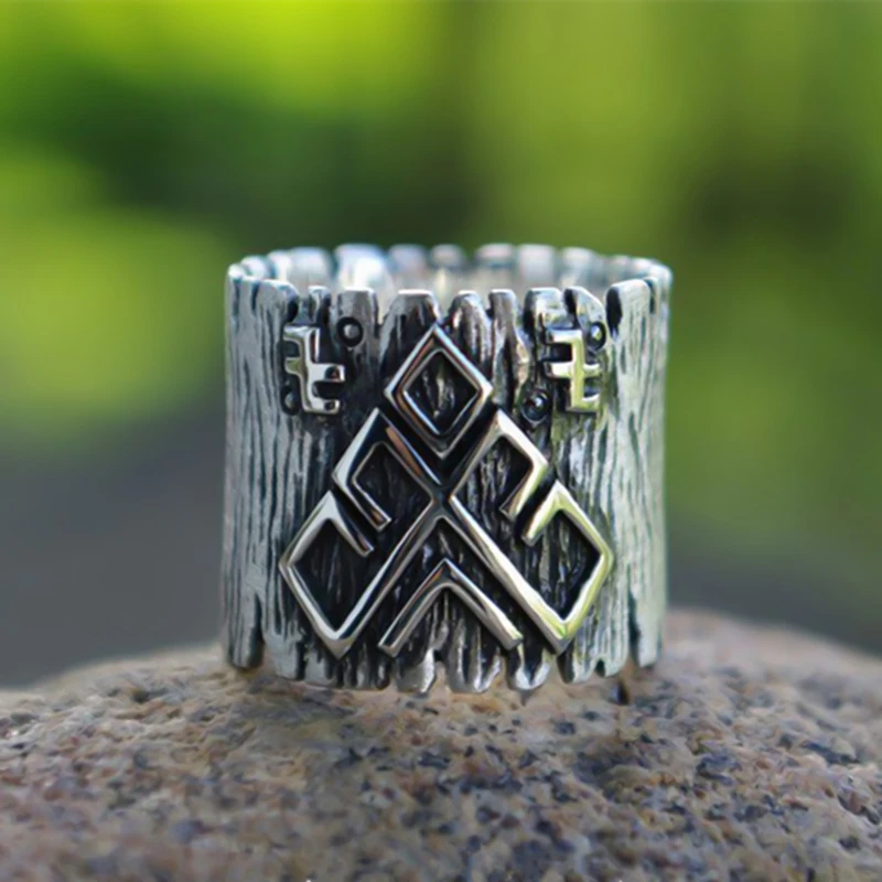 Rozhanitsa амулет кольцо руны серебро 316L нержавеющая сталь широкие кольца Викинг языческие ювелирные изделия-талисманы