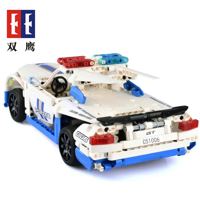 

Double e C51006 Remote Control Car Police Car Building Blocks Charging Children'S Educational Electric Spell Assembly Toy Car Bo