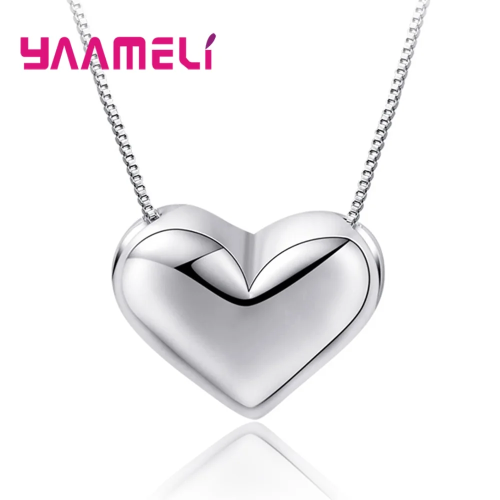 

Top Quality 925 Sterling Silver Classic Heart Shape Pendant Korean Necklace Female Short Collar for Wedding Engagement Dating