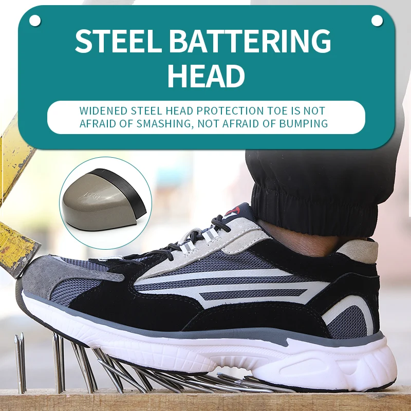 New style Men's Safety Shoes Boots With Steel Toe Cap Casual Men's Boots Work Indestructible Shoes Puncture-Proof Work Sneakers