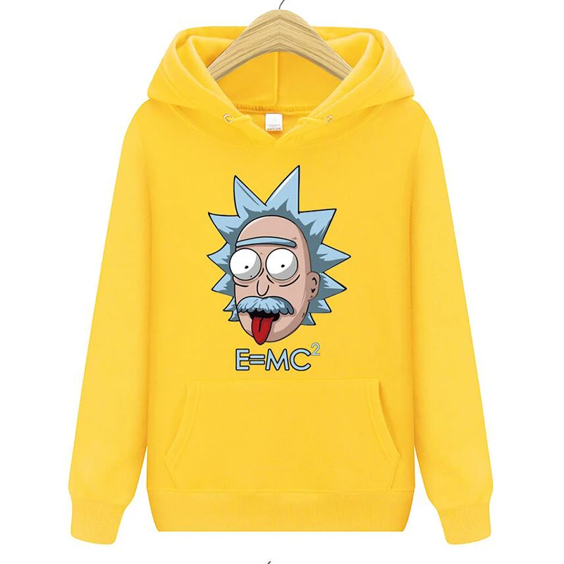 Yellow Новые мужские толстовки с капюшоном С Эйнштейном E MC2 шелдоном Риком и Морти, повседневные толстовки с принтами, толстовки для мужчин - Цвет: Yellow