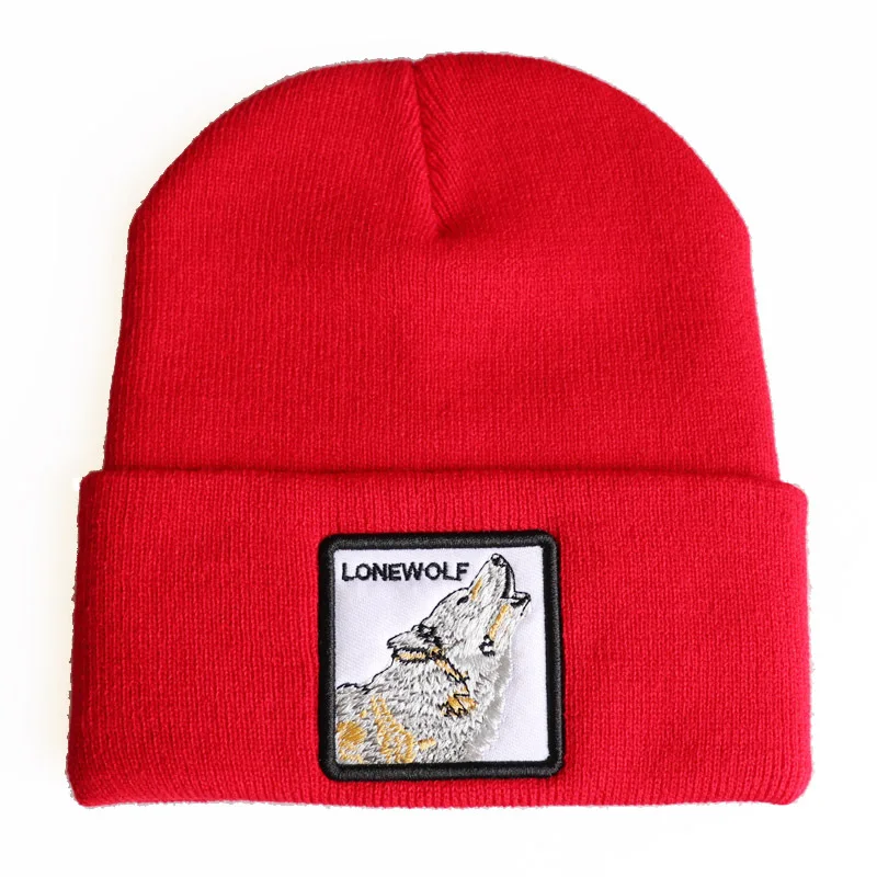 Animals Embroidery Beanie Winter Hat Cartoon Warm Cute Hat Casual Outdoor Dropshipping Scorpion Shark Tiger baggy beanie Skullies & Beanies