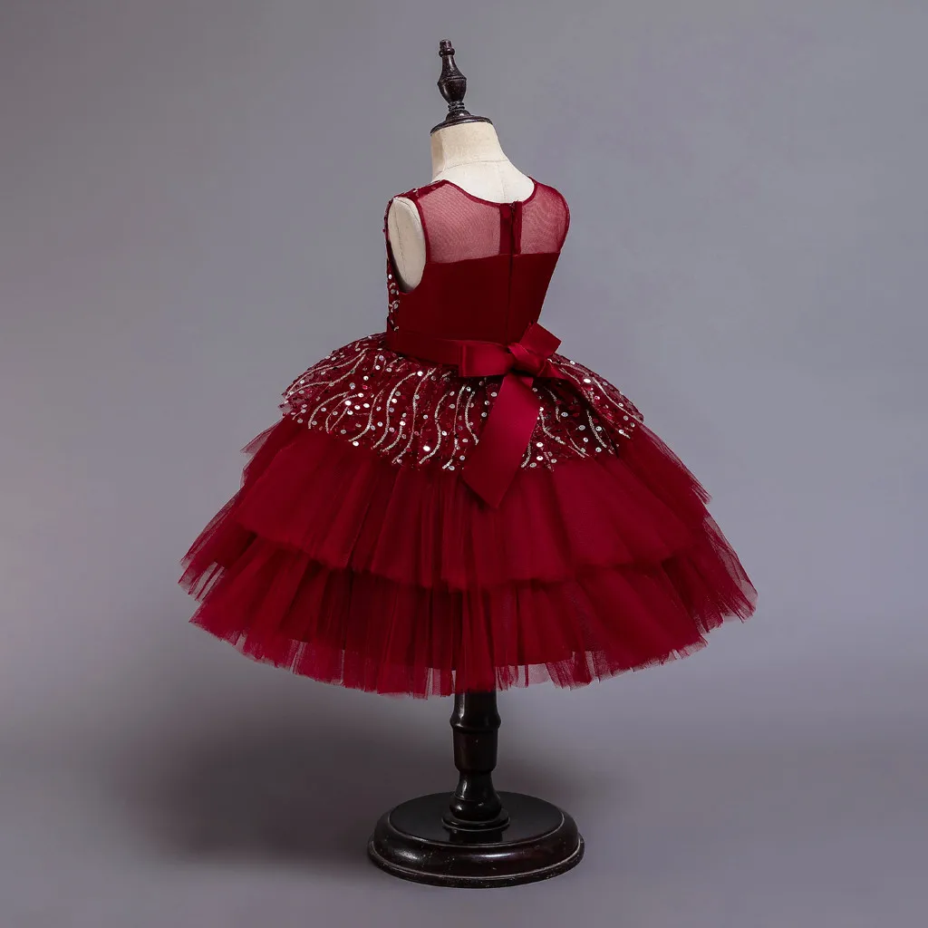 Baby Girl Dress Kids Dress Ruffle Kids Girls Princess Bridesmaid Pageant Gown Birthday Party Wedding Dress 1205