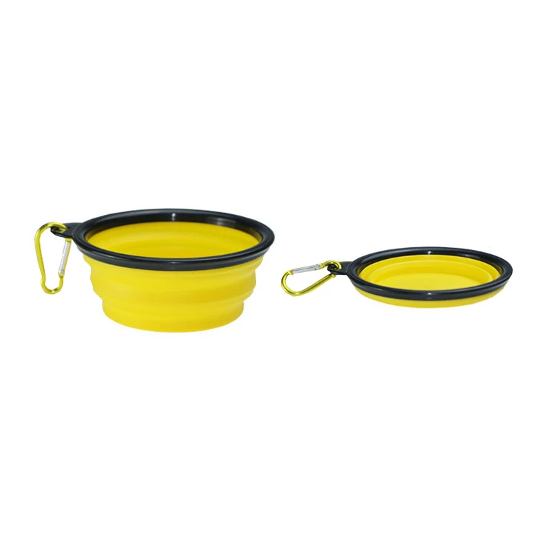 Обновление Путешествия складной силиконовый ПЭТ Чаша медленная подача воды пищи BPA бесплатно тарелка для собак кошек падение - Цвет: Ordinary bowl-Yellow