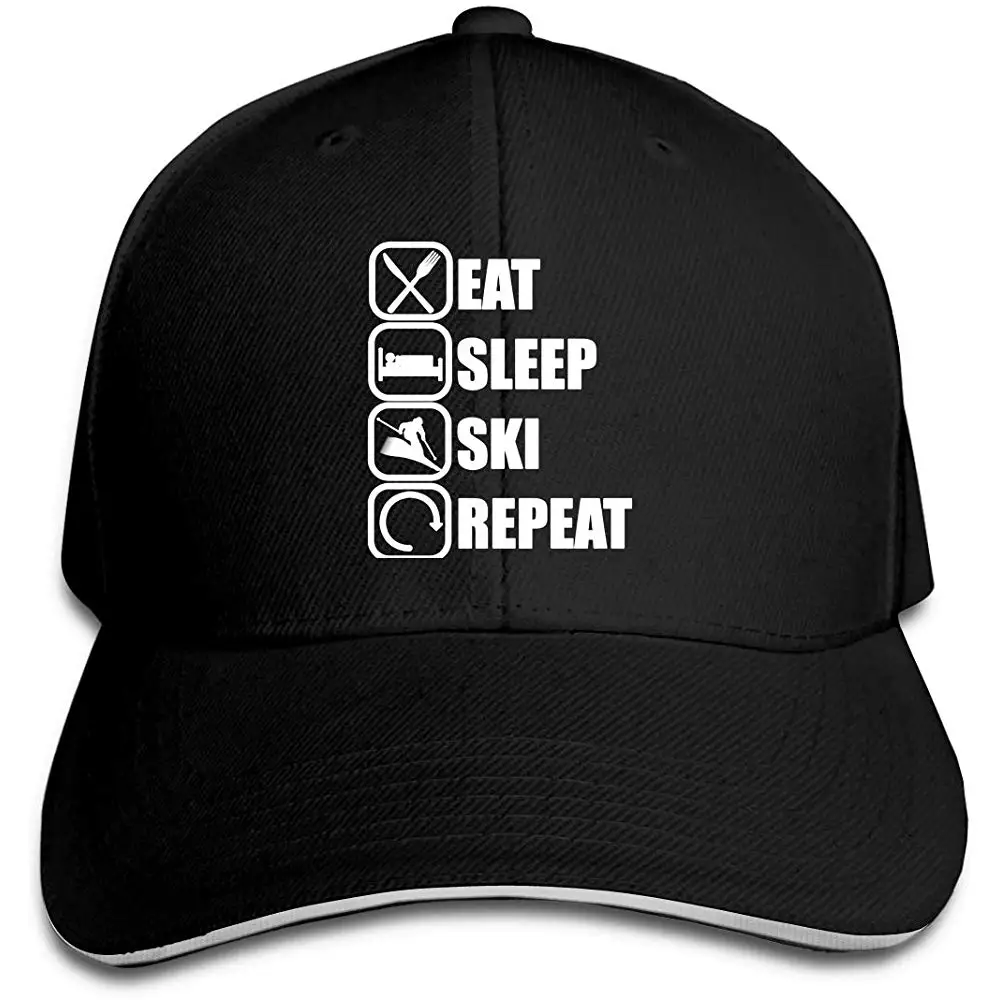 Мужская Женская Бейсболка для гольфа с повозкой на лыжах Eat Sleep