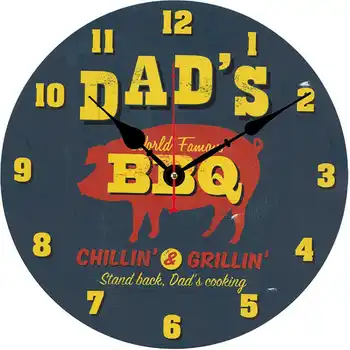 

RIHE BBQ Roman Modern Style Wooden Cardboard Clock,Round Wall Clock for Home Decor Living Room No Ticking Sound 6-16 inch