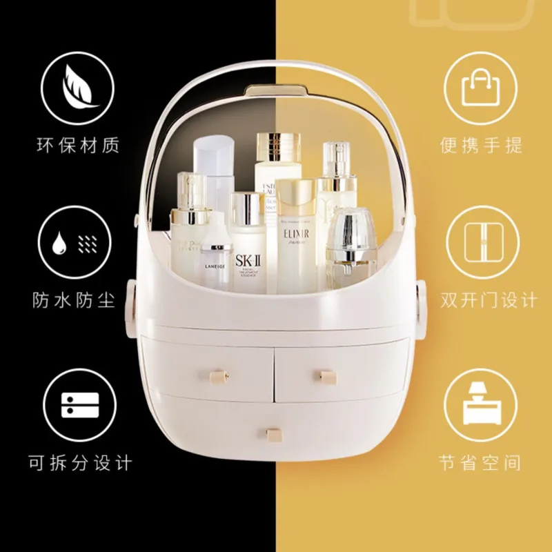 Large Capacity Makeup Organizer Storage Box Portable Jewelry Container Dustproof Drawer Waterproof Your Mobile Beauty Room 3