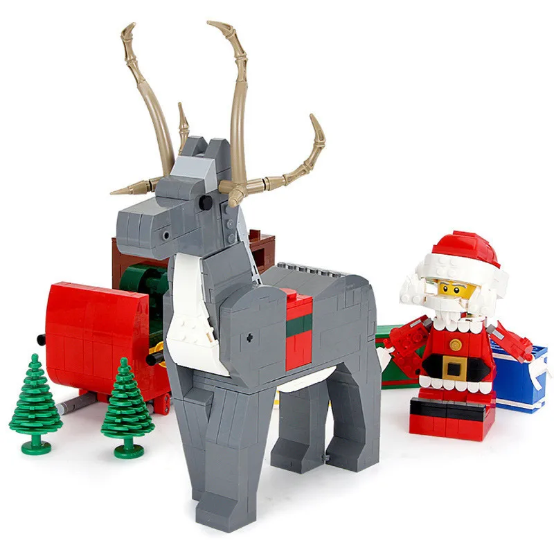 

2019 City Creator Girl Friends Winter Village Santa Claus Snowmobile Elk Christmas Tree Model Building Blocks Bricks Kids Toys