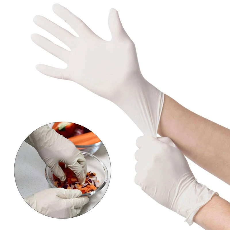

New-200Pcs Disposable Latex Gloves White Non-Slip Acid And Alkali Laboratory Rubber Latex Gloves Household Cleaning Products