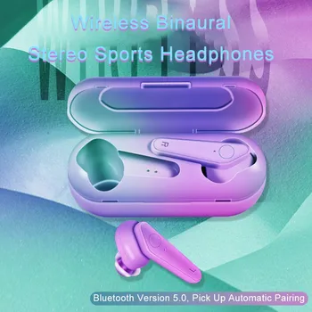 

K12 Bluetooth Wireless Deep Bass Headphones Noise Reduction Power Display Waterproof Touch Control Binaural Call Purple Earphone