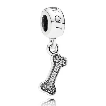

Original Love My Dog & Bone With Crystal Pendant Beads Fit 925 Sterling Silver Bead Charm Bracelet Diy Jewelry
