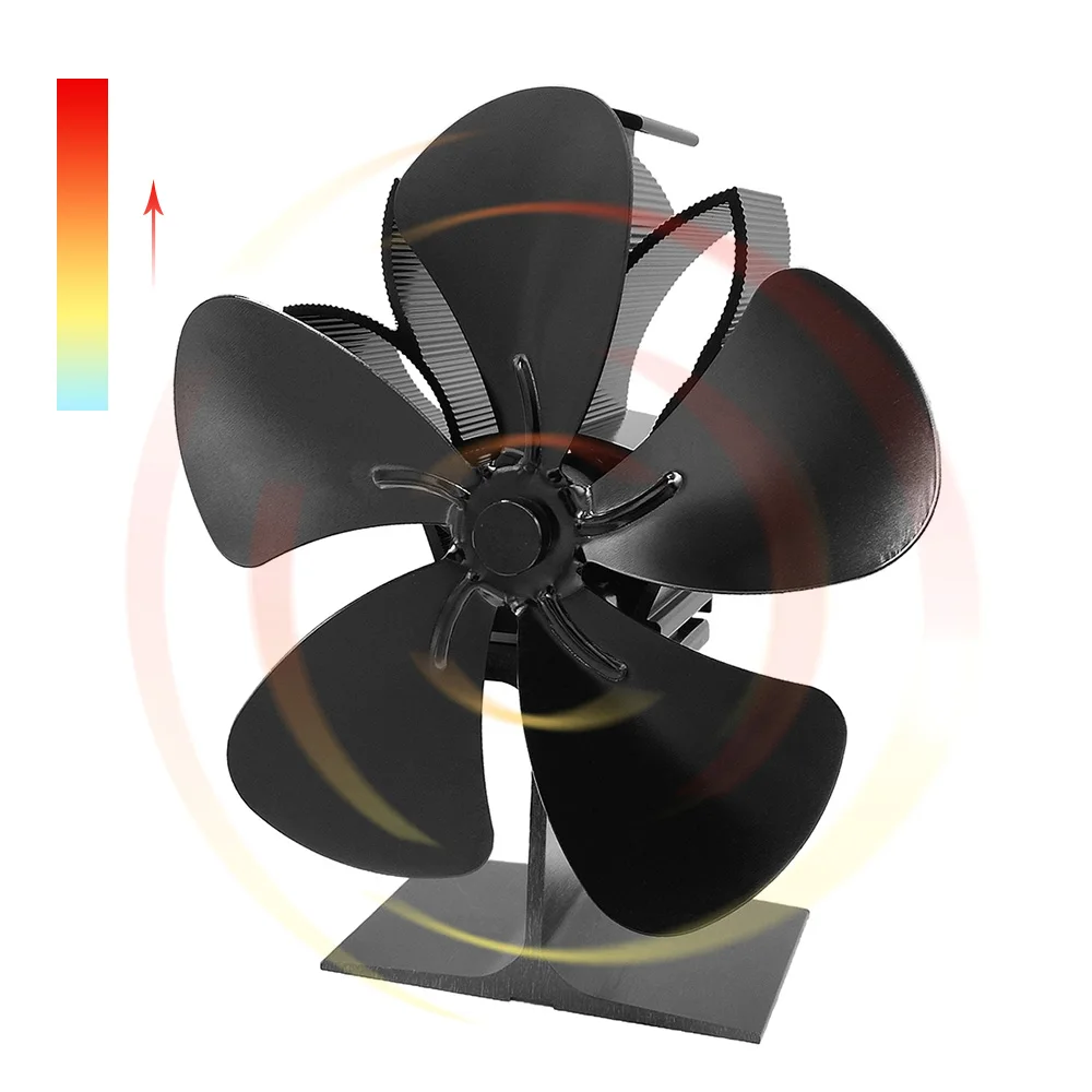 Установленный камин 5 лопастной вентилятор для печи, работающий от тепловой энергии Komin бревна горелки экологичный тихий вентилятор для дома эффективное распределение тепла
