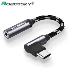 USB Type C To 3.5mm Jack Adapter USB C To 3.5mm Headphone Audio Aux Elbow Cable For Huawei P30 Pro Xiaomi MI 9 9SE Oneplus 8 Pro