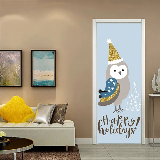 Самоклеющиеся Мультяшные обои художественное обновление DIY ПВХ наклейки на дверь Водонепроницаемая Входная наклейка для домашнего декора принт - Цвет: Door LXR5818-27