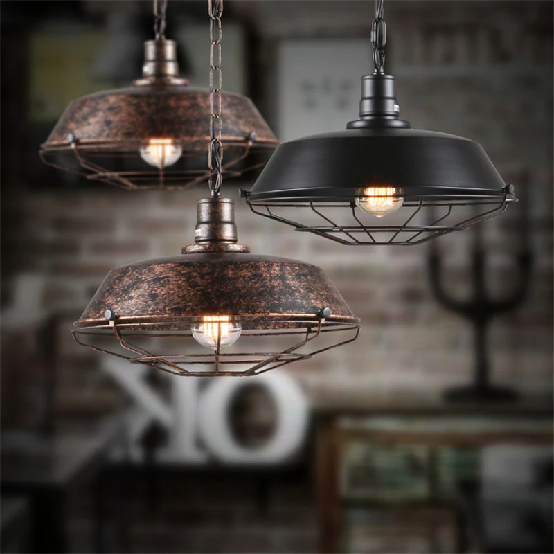 Pingente de Ferro do Vintage Loft Americano Luzes Industrial Lâmpada Sótão Chanderlier Jantar Bar Cafe Luz Pingente Decoração Luminarie 1 Luzes de pendentes