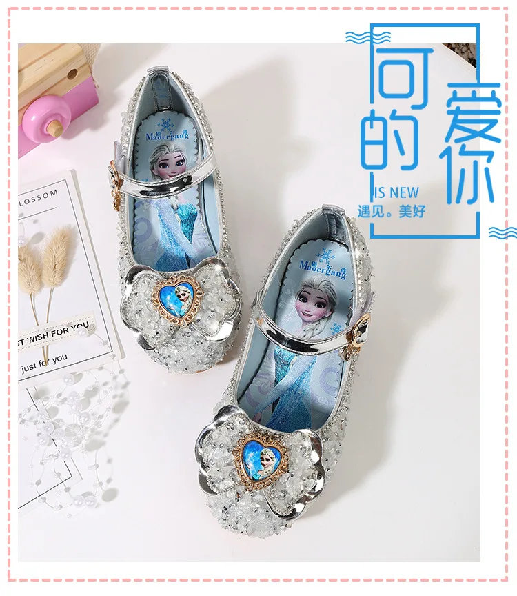 Children Princess Leather Shoes New girls high heels sequin children's shoes small and medium girls princess shoes student shoes