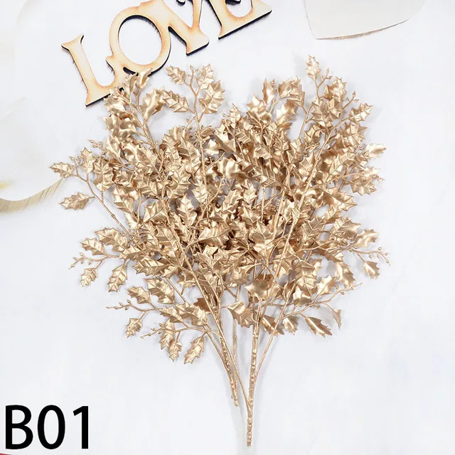 Golden Artificial Plants Simulation Plastic Plants for Christmas Decor Home Living Decoration Party Wedding Flower Arrangement B01