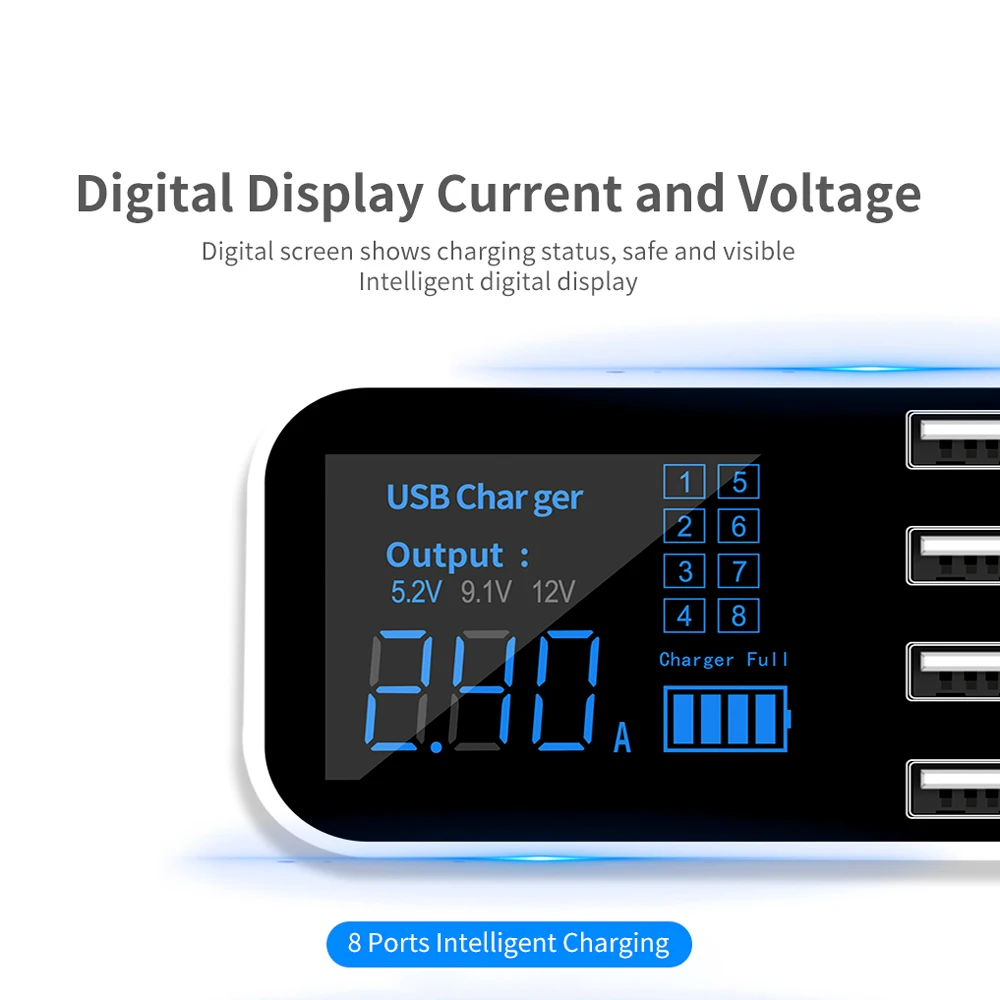Pаспродажа GOOJODOQ 8 портов font b USB b font Автомобильное зарядное устройство светодиодный цифровой дисплей Быстрая зарядка для iPhone 11 Pro Max samsung Xiaomi huawei автомобильное з...
