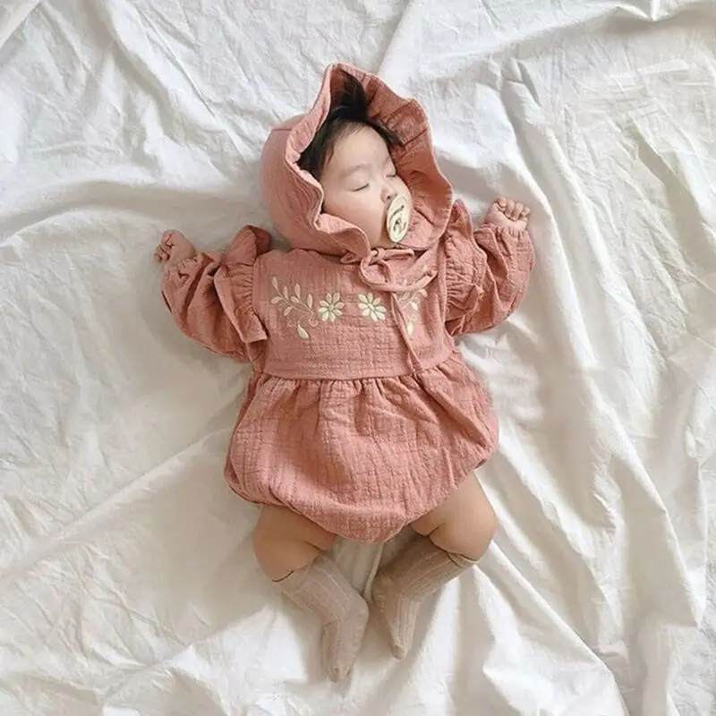 Emmababy комбинезон для новорожденных девочек, боди с длинными рукавами и оборками, шапка, хлопковая зимняя одежда