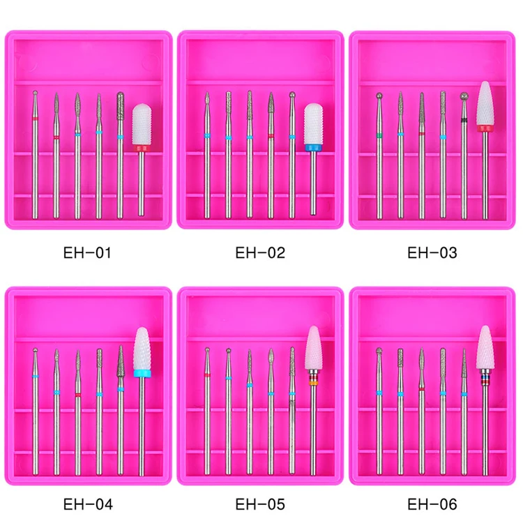 6 шт. керамический Алмазный маникюрный набор фреза для маникюра роторные заусенцы чистые биты электрическая машина аксессуары для полировки наборы
