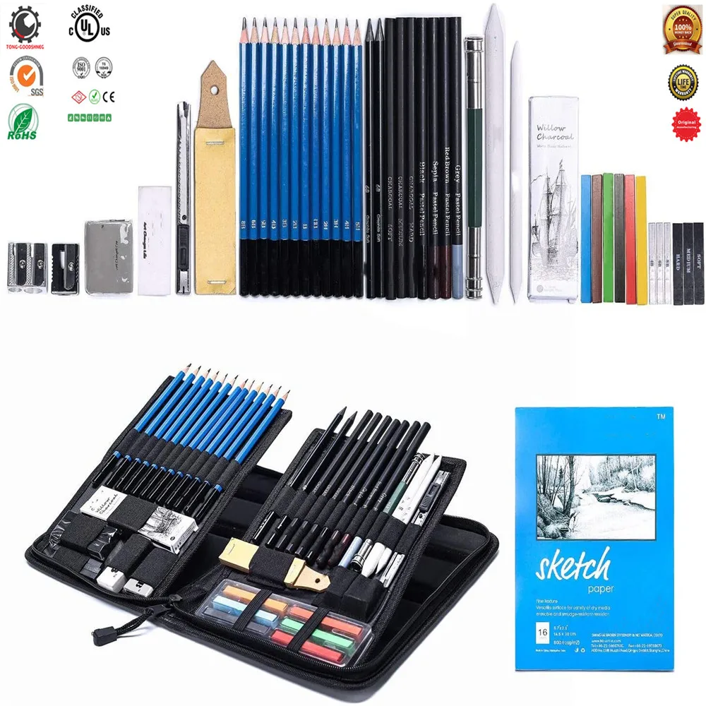 

Complete Artist Kit Includes Sketch Pad, Graphite Pencils,Sharpener & Eraser,Professional Sketch Pencils Set for Drawing