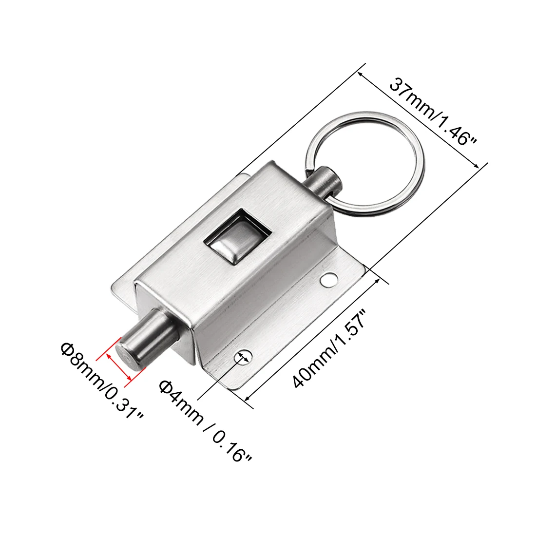 uxcell Door Barrel Bolt Stainless Steel Ring-Pull Spring Loaded Auto Sliding Latch door latch