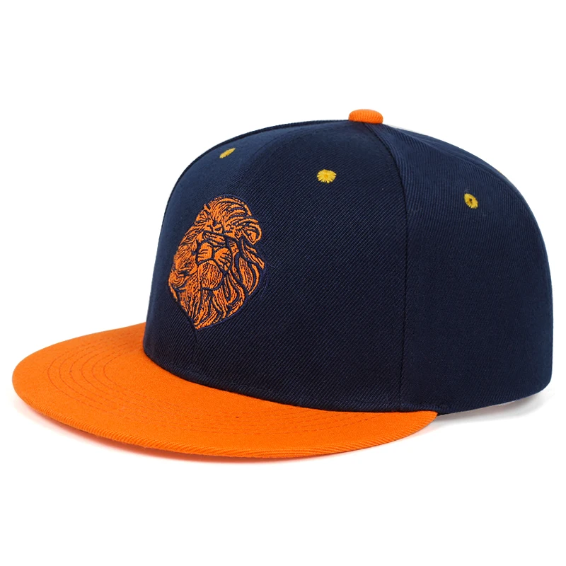 High quality lion face embroidery snapback cap cool king hip hop hat for boys and girls baseball cap hats