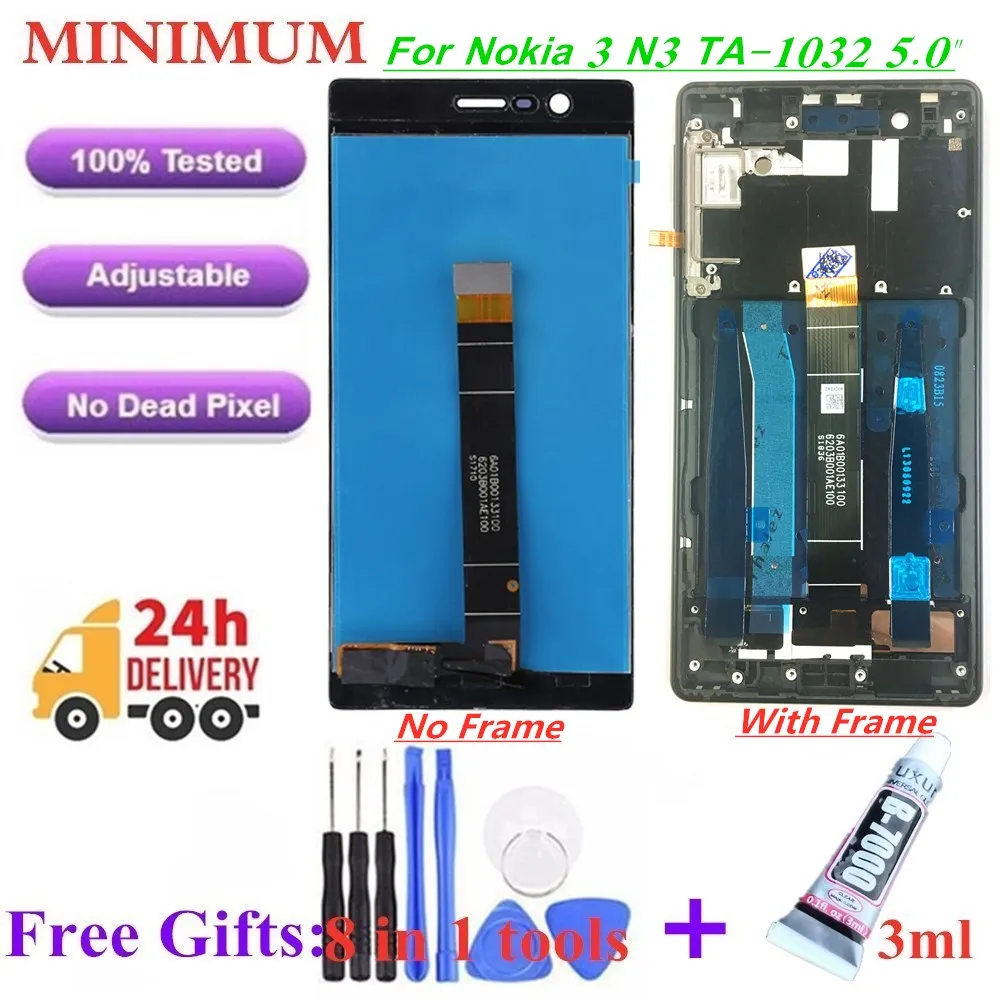 

For Nokia 3 N3 5.0" LCD Display Touch Screen Digitizer With Frame For Nokia 3 TA-1020 TA-1028 TA-1032 TA-1038 Replacement LCDs