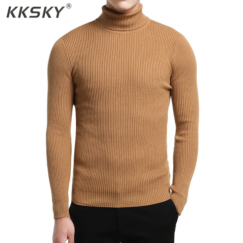 

Black Turtleneck Men Pullovers 100% Cotton Sweater Men Long Sleeve Slim Sweater Autumn Pullovers And Sweaters Knitted Pull Homme