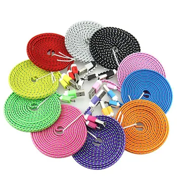 

Wholesale 1m 2m 3m Flat Noodle Braided Fabric 8pin USB Data Nylon Sync Charger Cable Adapter for iphone 11 pro max 100pcs/lot