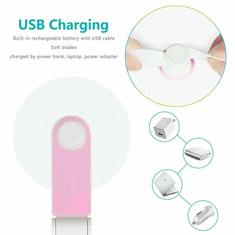 Mini Portable Hand-held Small Folding Desk Fan Cooler Cooling USB Rechargeable