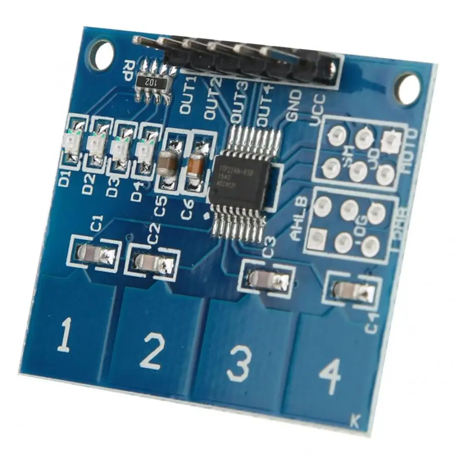 D5Pcs TTP224 4 канала емкостный сенсорный выключатель цифровой сенсорный модуль датчика к земле внешнего Ccircuit