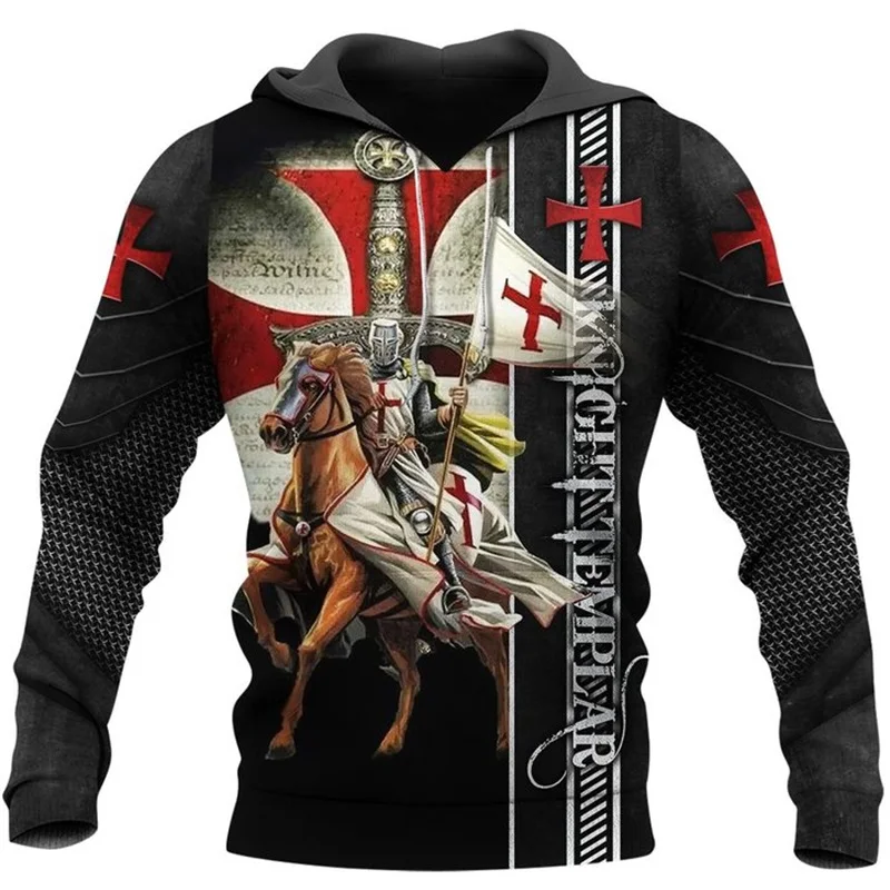 2020 New Fashion Men hoodies Knights Templar 3D Print hooded Sweatshirt Unisex Casual Street costume sudadera hombre KT-254