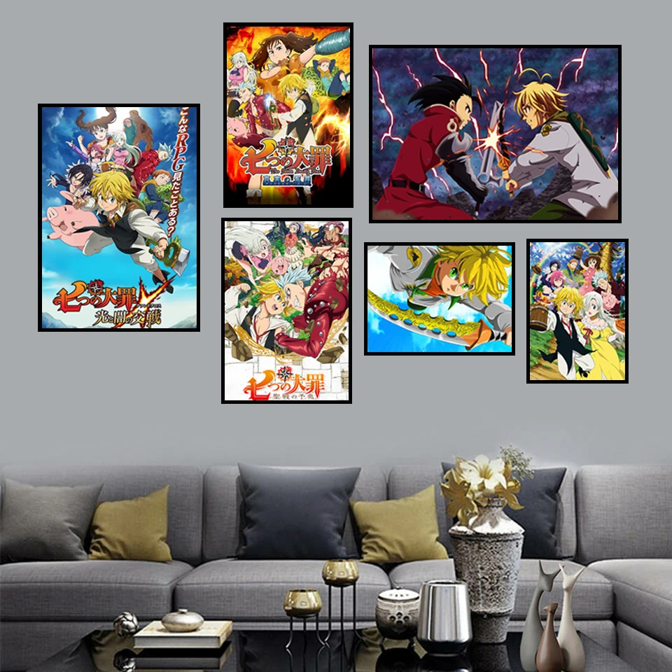 

THE Seven Deadly Sins Poster Japanese Anime Wall Art Picture Children's Room Canvas Paintings Home Decor