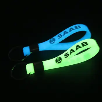 

New Luminous Car-Styling Silicone Keychain Car Sticker key ring For Saab 9000 900 428 03-10 9-3 9-5 93 95 Key Chain Accessories