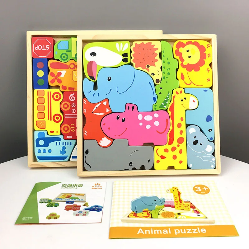 

Russian Tetris Animal Creative Puzzle Shape Mosaic Building Montessori Interesting Wooden Early Education Toys for children