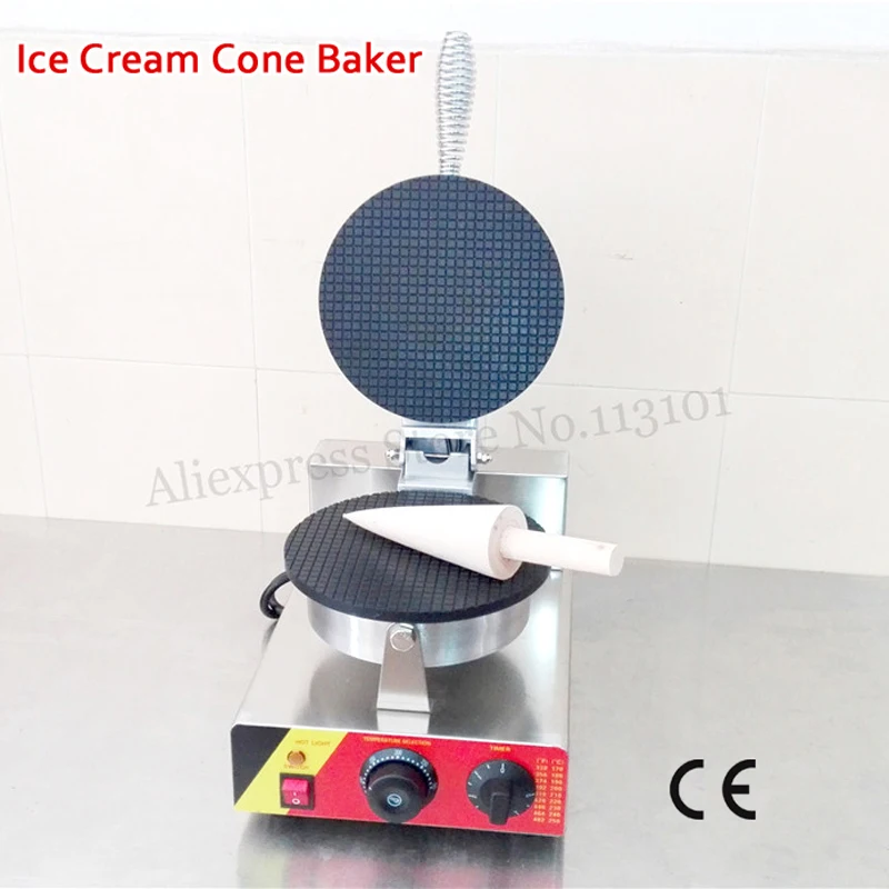 

Electric Ice Cream Cone Waffle Baker Non-stick Crispy Pancake Machine Commercial and Home Use 1000W 220V 110V CE Approval