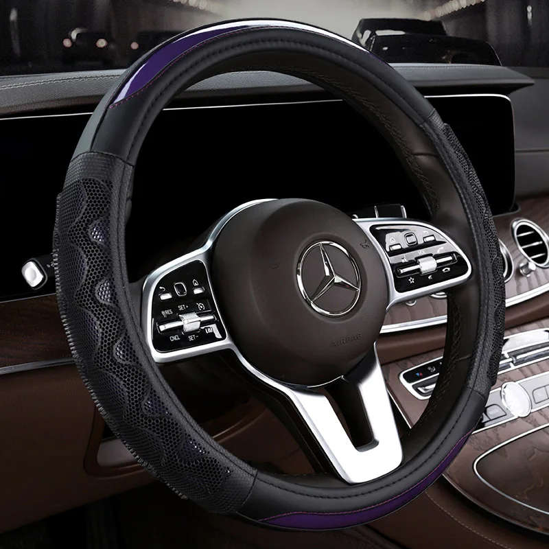1 pc 3D сотовый Чехол для рулевого колеса автомобиля 38 см сообщение искусственная кожа авто рулевое покрытие чехол дышащие аксессуары для интерьера - Название цвета: 1 pc